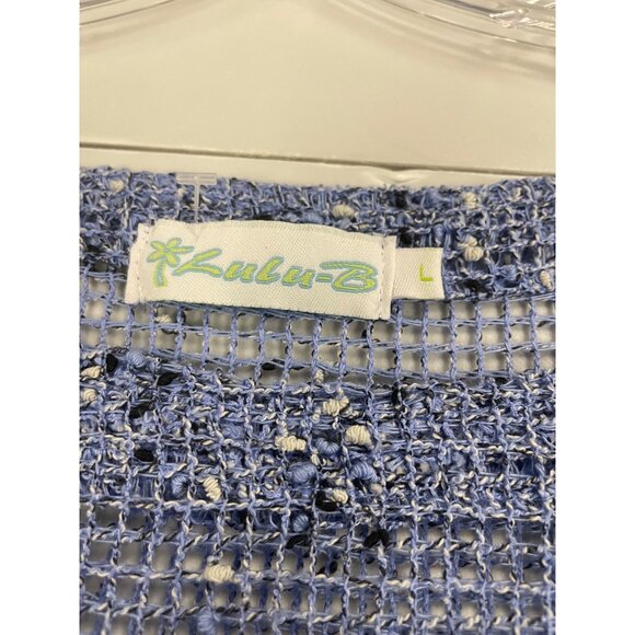 Lulu-B Womens Sheer Crochet Pullover Top 3/4 Sleeve Blue/Multi Size Large - Picture 8 of 9